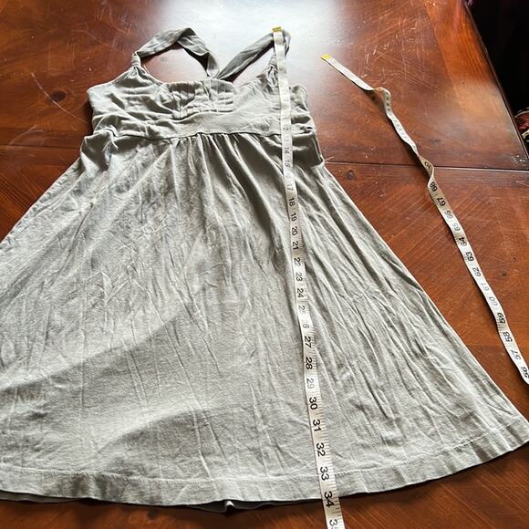 American Eagle 🦅 Gray Knit Dress Size S Empire Waist Tie Sash Strappy Back - Picture 6 of 8